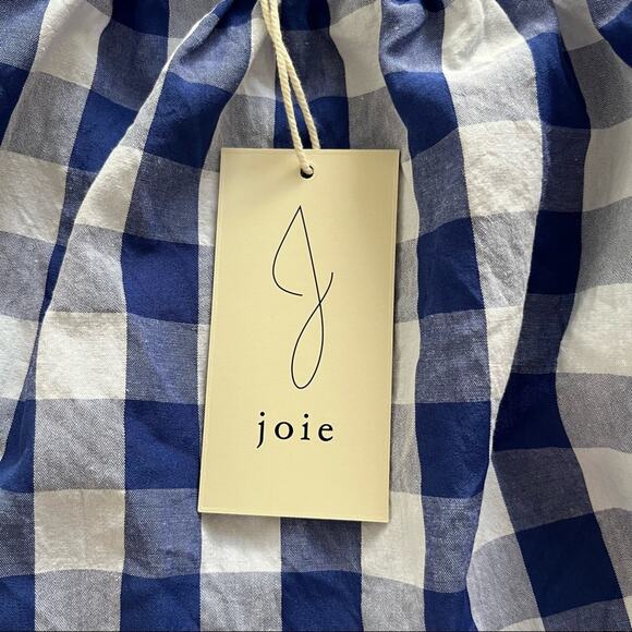 Joie Top Women's XL Blue White Gingham Plaid Ruffle Sleeveless Lightweight NWT - Picture 7 of 8